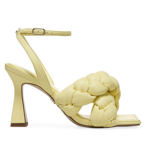 SAM EDELMAN Courtney Leather Braided-strap Sandals In Butter Yellow Size 7 - Picture 1 of 10